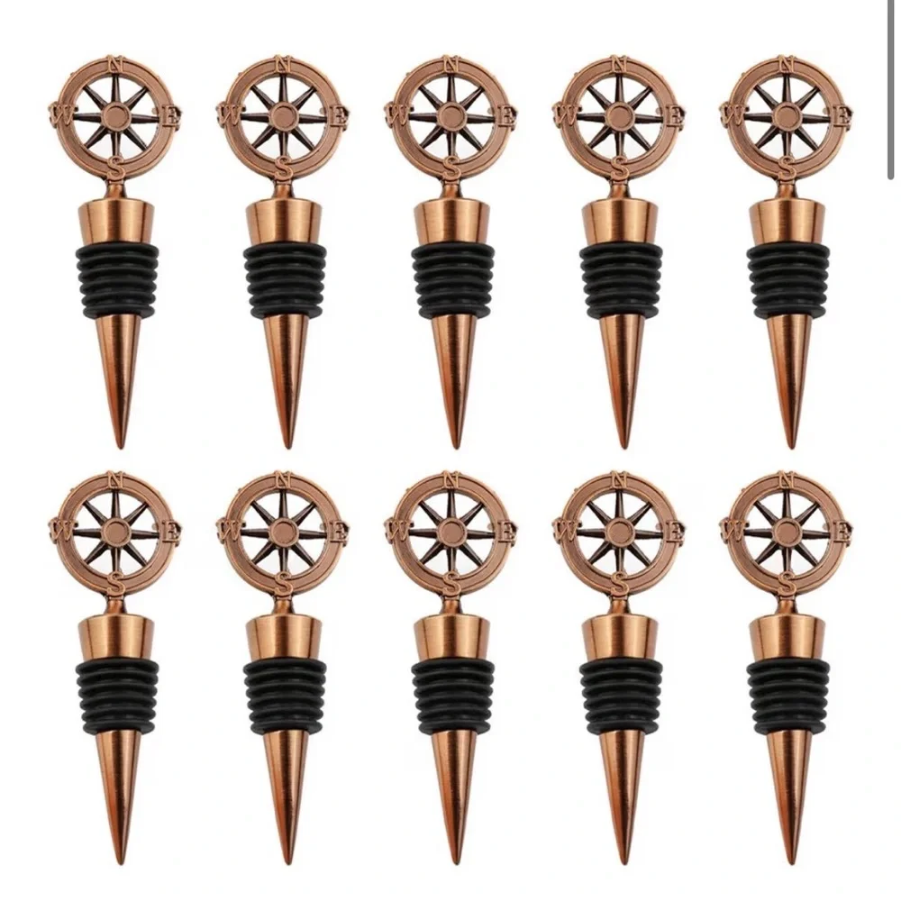 🍾 10pc Compass Bottle Stopper Party Facors- “Our Adventure Begins!”- NWT